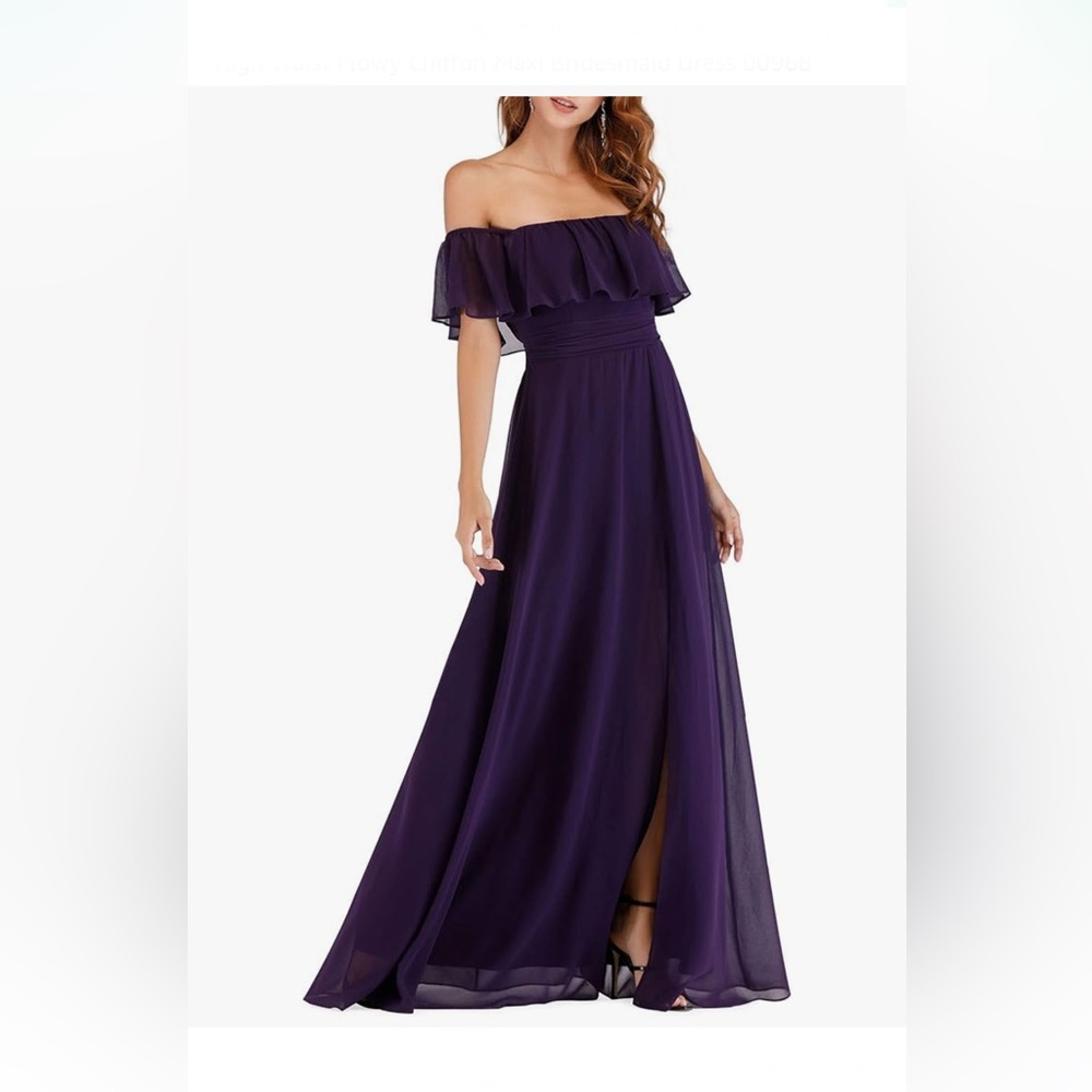 Elegant Purple Off-Shoulder Dress